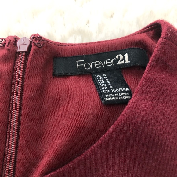 Forever 21 Burgundy Bodycpm Peplum Dress - Picture 3 of 3